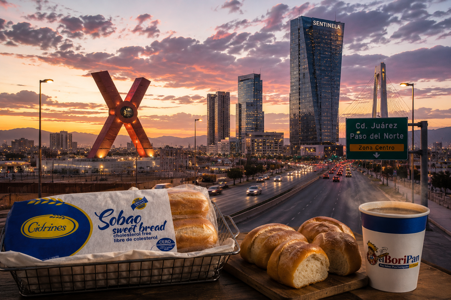 Ciudad Juárez con la X y skyline moderno