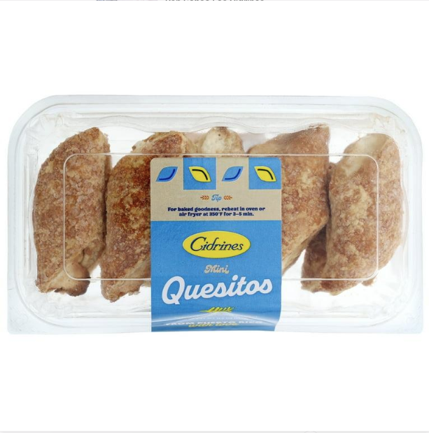 Mini Quesitos Cidrines de queso en empaque azul y amarillo